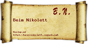 Beim Nikolett névjegykártya